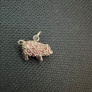 Vintage Sterling silver with Pink stones Pig Charm Pendant